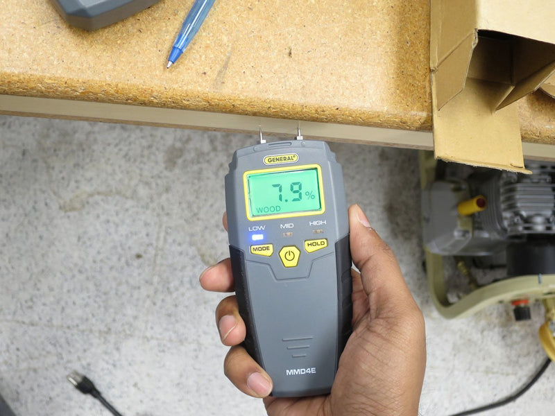 General Tools MMD4E Digital Moisture Meter, Water Leak Detector, Moisture Tester, Pin Type, Backlit LCD Display With Audible and Visual High-Medium-Low Moisture Content Alerts.