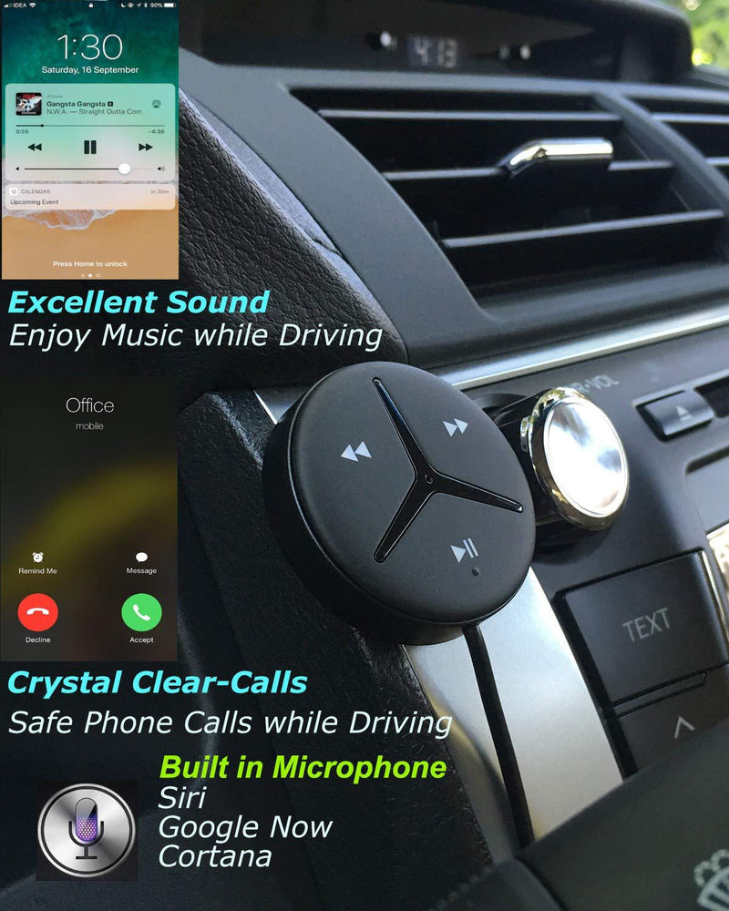 Aston Innovations HiFi Aux Bluetooth Car Kits Music Streaming Handsfree Calls Built in Noise Isolator Bluetooth Adaptor/Bluetooth Receiver for Car SUV Van SoundTek A1+