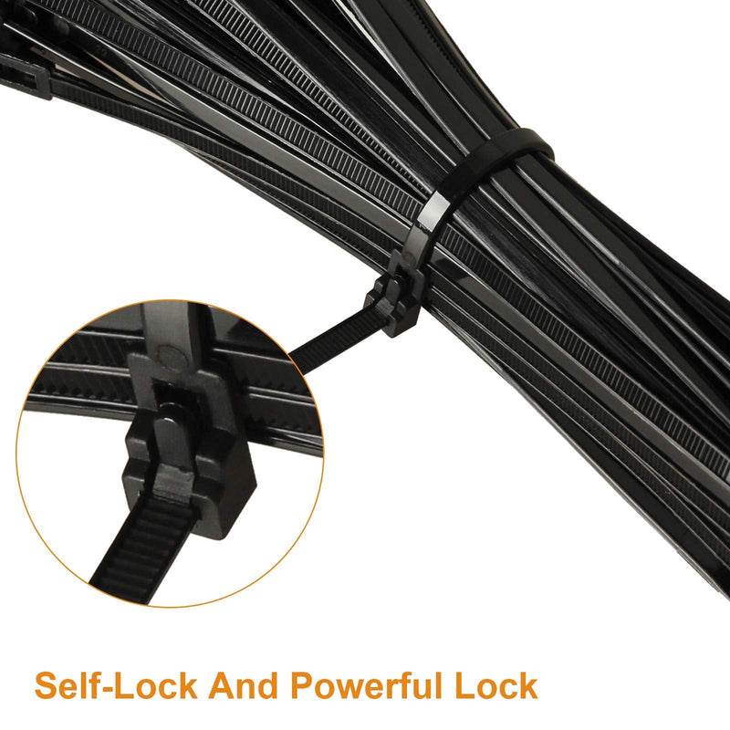 VTECHOLOGY 100Pcs Heavy Duty Industrial Zip Toes,Releasable 8 Inch Black Nylon Tie Wraps, Nylon Adjustable Tie wrap,Reusable Zip Toes Tie Straps For Garden Plant Secure Vine, Home, Office Use Reusable 8 Inch