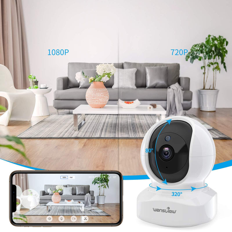 Home Security Camera, Baby Camera,1080P HD wansview Wireless WiFi Camera for Pet/Nanny, Motion Alerts, 2 Way Audio, Night Vision, Compatible with Alexa Echo Show, with TF Card Slot and Cloud White