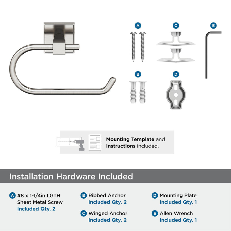 Amerock | Toilet Paper Holder | Satin Nickel | Appoint | Single Post Tissue Holder | Bath Hardware | Bathroom Accessories Brushed Nickel