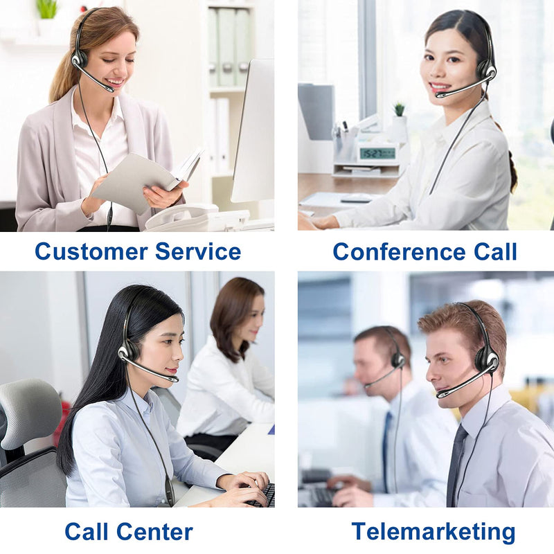 Wantek Phone Headset with Microphone Noise Cancelling, RJ9 Telephone Headsets Compatible with Cisco Office Phones 7940 7942 7945 7960 7962 7965 7811 7821 8811 8841 8845 8851 Plantronics M12 M22 Black