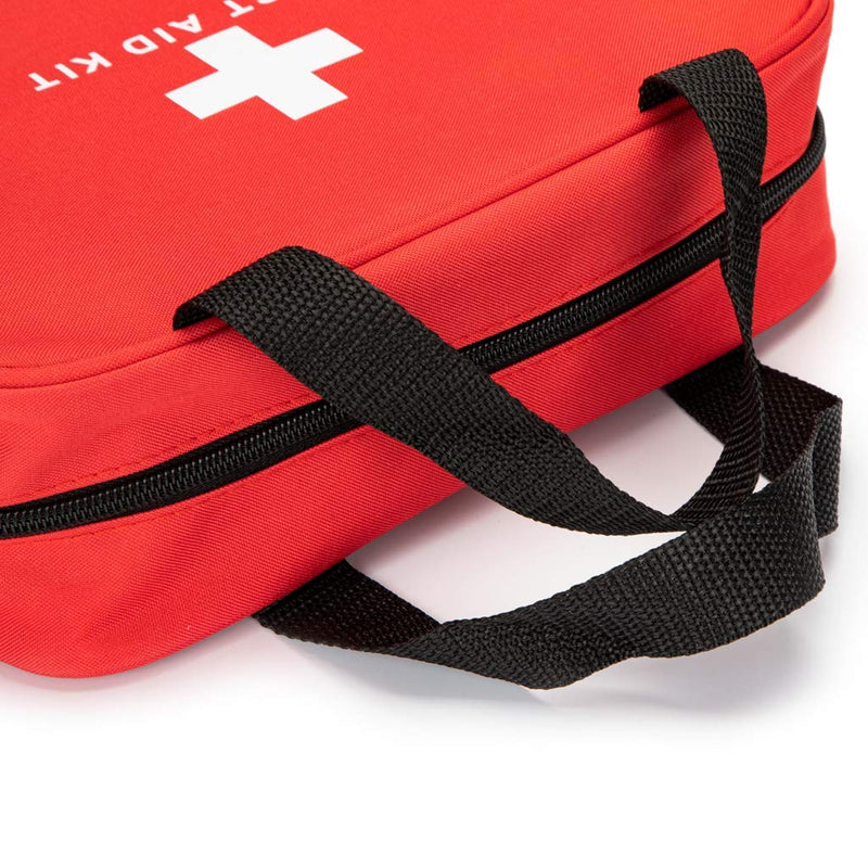 Jipemtra Red First Aid Bag Empty Travel Rescue Pouch First Responder Storage Medicine Emergency Bag for Car Home Office Kitchen Sport Outdoors (Red with Zippered Mesh Bags) Red With Zippered Mesh Bags