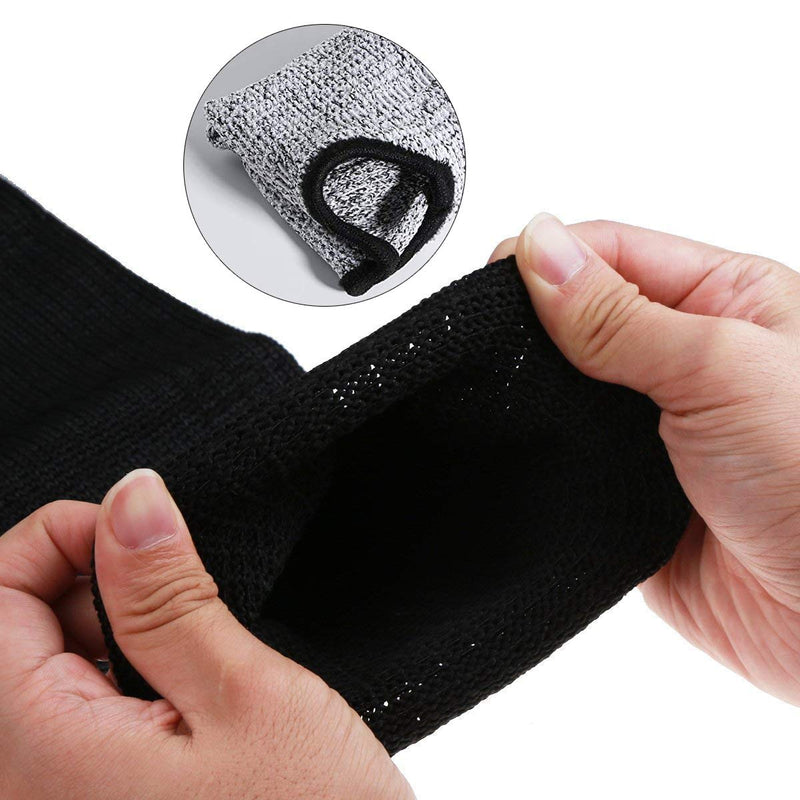 Protective Arm Sleeves, Level 5 Protection Cut Resistant Sleeve with Thumb Hole (Black) Black