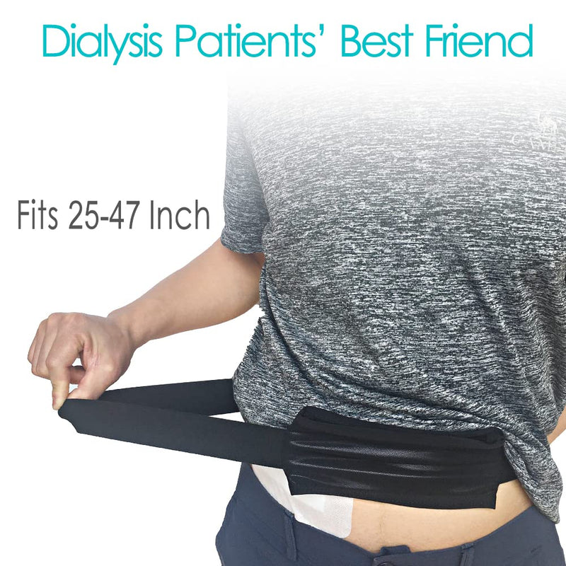 Breathable Peritoneal Dialysis Belt with Mesh Pocket PD Catheter Holder Accessories No-Bounce for Secure Transfer Set Peg G Feeding Tube Line Adults Women Men Black