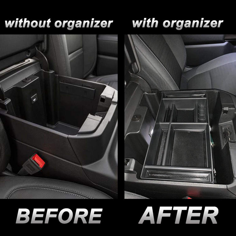 JKCOVER Center Console Organizer Tray Compatible with (2019-2021) Chevy Silverado 1500/GMC Sierra 1500 and 2020-2021 Silverado/Sierra 2500/3500 HD Accessories - Full Console w/Bucket Seats ONLYï¼ŒBlack black