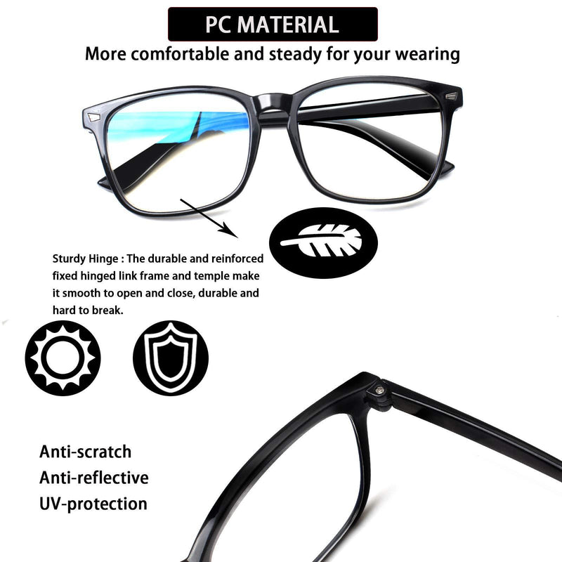 SIGVAN 5-Pack Reading Glasses Blue Light Blocking,Anti UV Ray Fashion Square Frame Eyeglasses Women Men Computer Readers 5 Mix 3.5 x