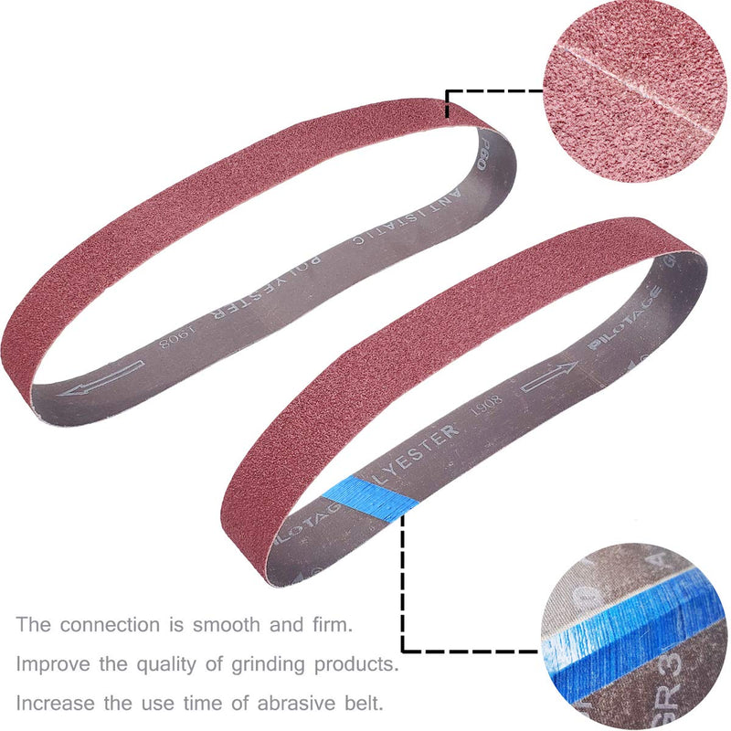 Sackorange 18 PCS 1-1/2 inch x 30 inch Abrasive Sanding Belts - 3 Each of 60 80 120 150 240 400 Grit Aluminum Oxide Sander Belts For Belt Sander