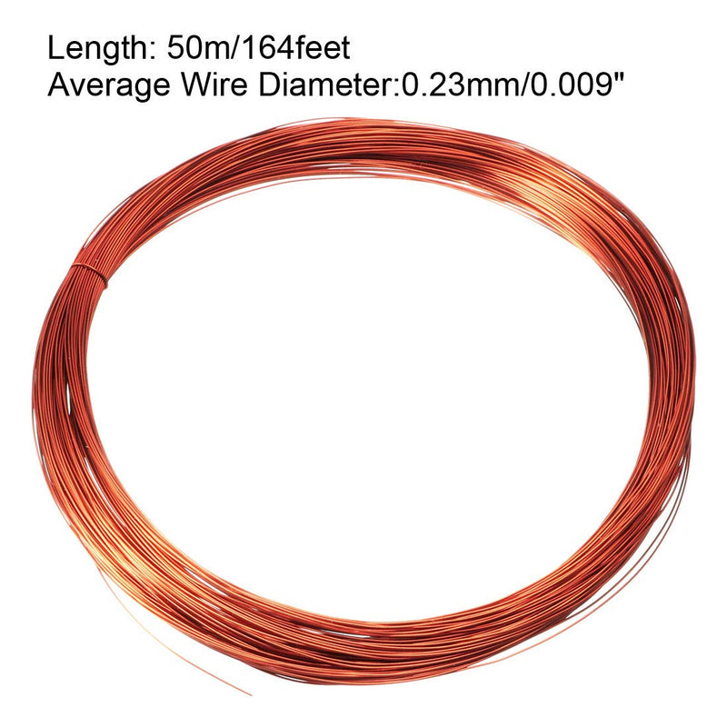 uxcell 0.23mm Dia Magnet Wire Enameled Copper Wire Winding Coil 164ft Length Widely Used for Transformers Inductors