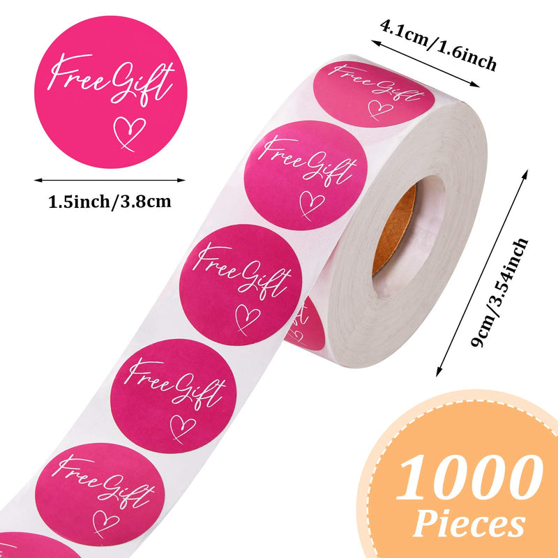 1000 Pieces Customer Appreciation Stickers Small Business Sticker Roll Round Self-Adhesive Stickers Labels for Packing Mailing Envelopes Postcards, 1.5 Inch (Rose Red Background) Pink Background