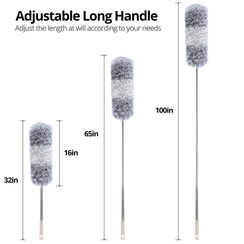 DELUX Microfiber Feather Duster Extendable Cobweb Duster with 100 inches Extra Long Pole, Bendable Head & Scratch-Resistant Hat for Cleaning Ceiling Fan, High Ceiling, Blinds, Furniture & Cars