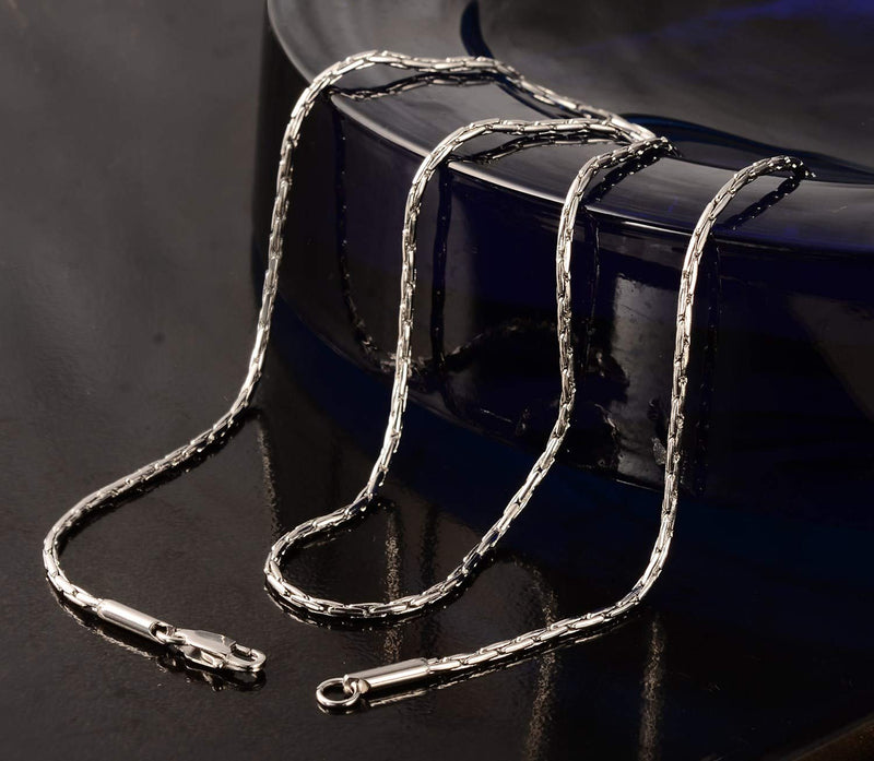 Trusuper Style Titanium Stainless Steel Mens Womens Italy Final Fantasy Chain Necklaces 2mm Unisex 18.0 Inches