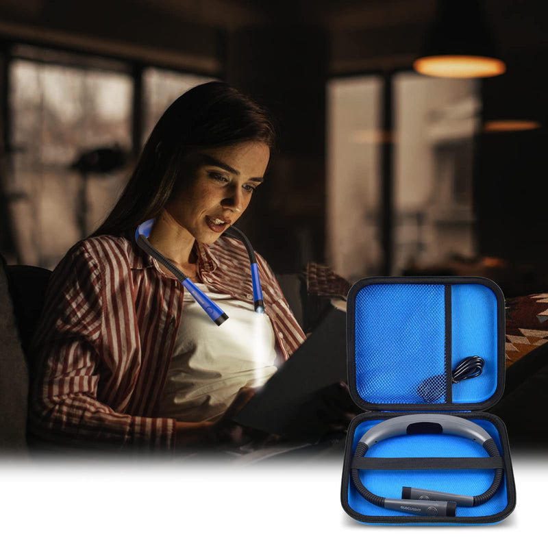 Case Compatible with Glocusent/ for Vekkia/ for LITOM/ for LEDGLE/ for TAKKUI/ for TSINGREE LED Neck Reading Light Book Light for Reading in Bed. Storage Carrying Holder for USB Cable (Box Only) -Blue Blue