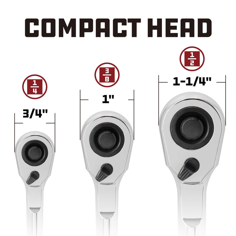Powerbuilt Quick Release Ratchet with Contour Handle, 1/4 Inch Drive , 72 Tooth, Sealed Head, Pro Tech Tool Series - 649968