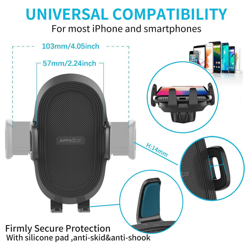 Suction Cup Phone Holder for Windshield/Dashboard/Window, Universal Dashboard & Windshield Sturdy Suction Cup Car Phone Mount with Strong Sticky Gel Pad,Compatible W/ iPhone, Samsung &Other Smartphone