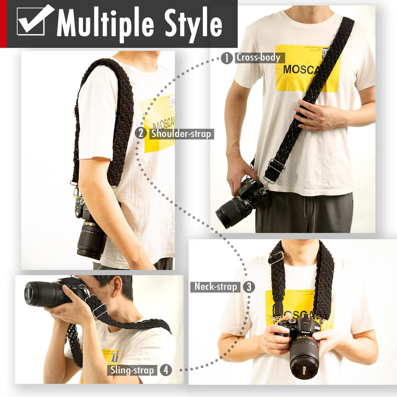 Clysuply Macrame Camera Strap For DSLR Camera. Adjustable Handwoven Universal Neck & Shoulder Strap Gift for Photographers Cream