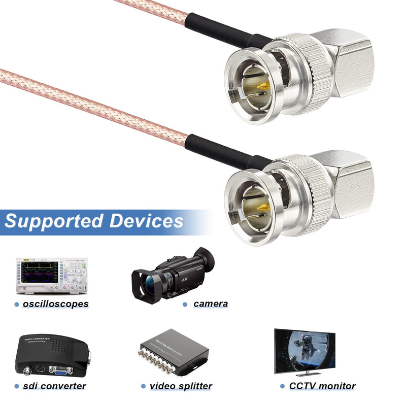 Superbat 3G/HD SDI Cable BNC Cable(10ft 75ohm) for Cameras Converter Video Equipment?Supports HD-SDI/3G-SDI/4K/8K?SDI Video Cable (Both Right Angle,1Pcs) 300cm Both Right Angle