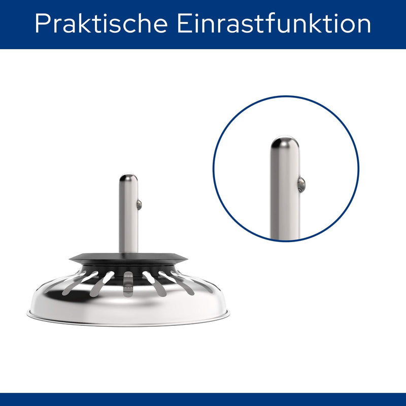 Sink strainer basket (Advanced) - Universal sink strainer made of hardened steel with innovative plug function - Ideal as a Blanco sink replacement part - Improved version 2023 (Ø 82 mm) Ø 82 mm