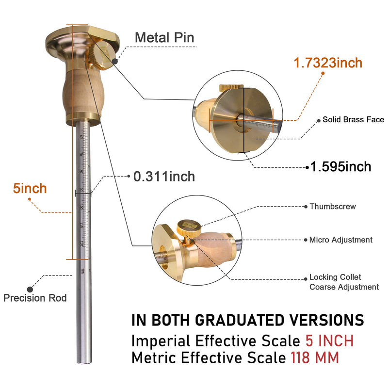 MKC Wheel Marking Gauge Kit 2 Extra Blades Woodworking Tools Scriber for Woodwork
