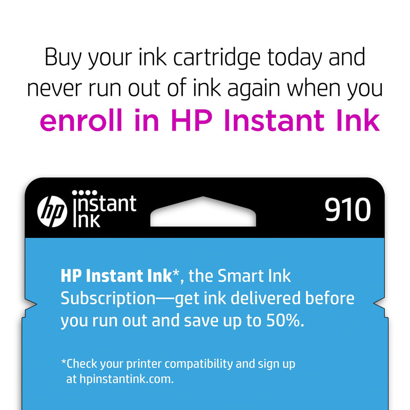 Original HP 910 Black Ink Cartridge | Works with HP OfficeJet 8010, 8020 Series, HP OfficeJet Pro 8020, 8030 Series | Eligible for Instant Ink | 3YL61AN