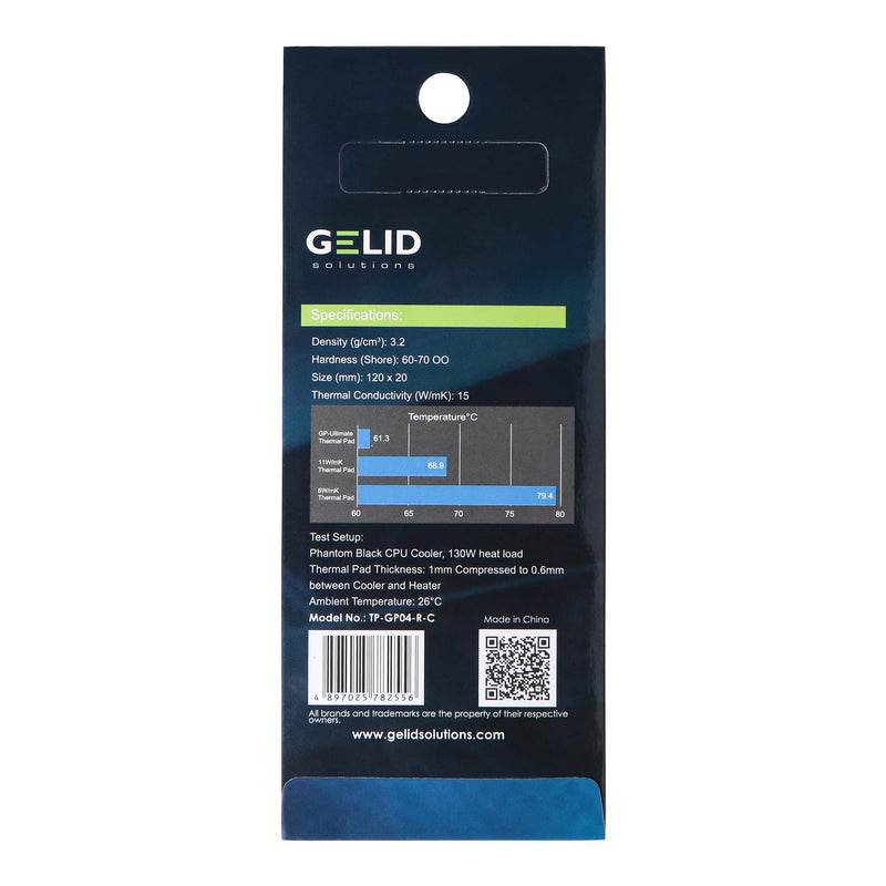 GELID SOLUTIONS GP-Ultimate 120Ã—20x 0.5mm Thermal PAD Single Pack (TP-GP04-R-A) 120x20x0.5