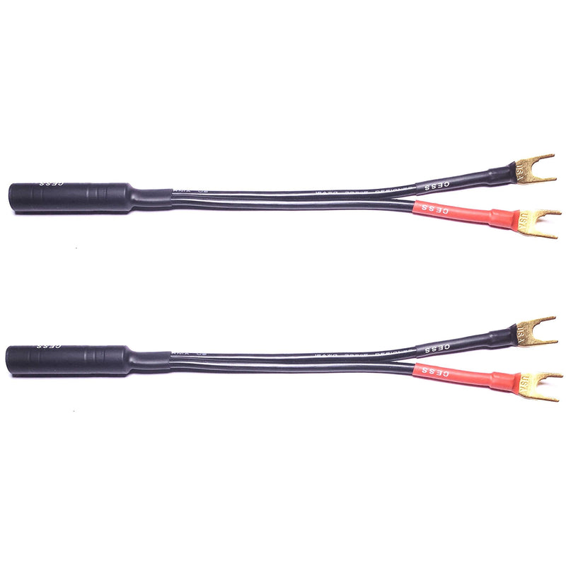 CESS-002L Barrier Spade Fork to 1/4 Inch TS Speaker Cable Adapter (Large Spade) Large Spade