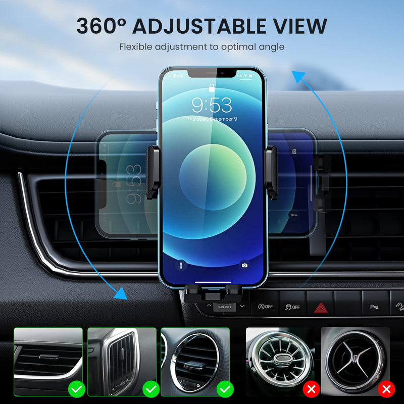 Qifutan Phone Mount for Car Vent [2022 Upgraded Clip] Cell Phone Holder Car Hands Free Cradle in Vehicle Car Phone Holder Mount Fit for Smartphone, iPhone, Cell Phone Automobile Cradles Universal Air Vent
