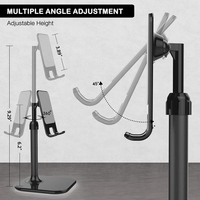 Cell Phone Stand,Doboli Phone Stand for Desk,Phone Holder Stand Compatible with iPhone and All Mobile Phones Tablet Black
