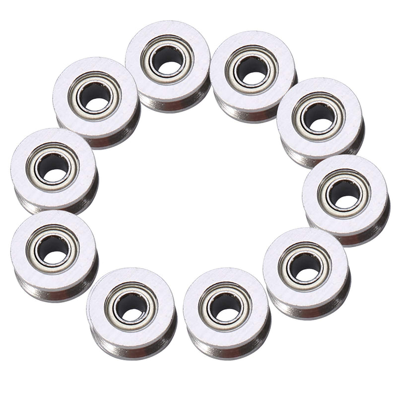 Stainless V Groove Bearing, Grooved Bearing Precision, Mini Dobble Pulley Wheels, Rollerball Bearings Guide Pulley Bearing, for Rail Track Linear Motion System 4x13x6mm, 10pcs, V624ZZ