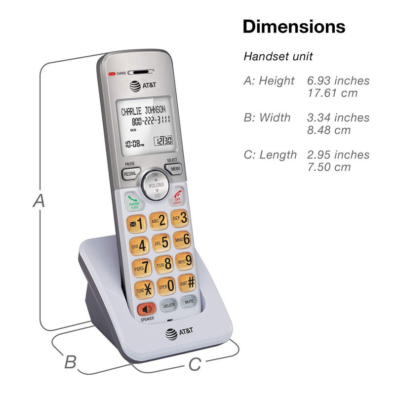 AT&T EL51203 DECT 6.0 Phone with Caller ID/Call Waiting, 2 Cordless Handsets, Silver 2 Handsets