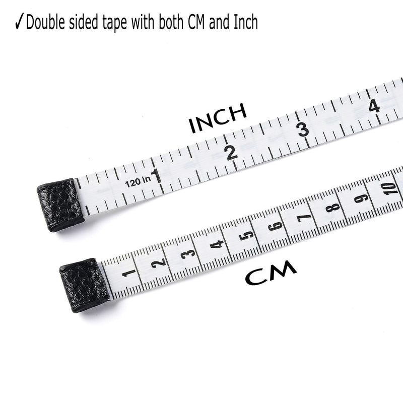 3m/120" Tape Measure Body Measuring Tape for Body Cloth Tape Measure for Sewing Fabric Tailors Medical Measurements Tape Dual Sided Leather Tape Measure Retractable (Black, 1 Pack)
