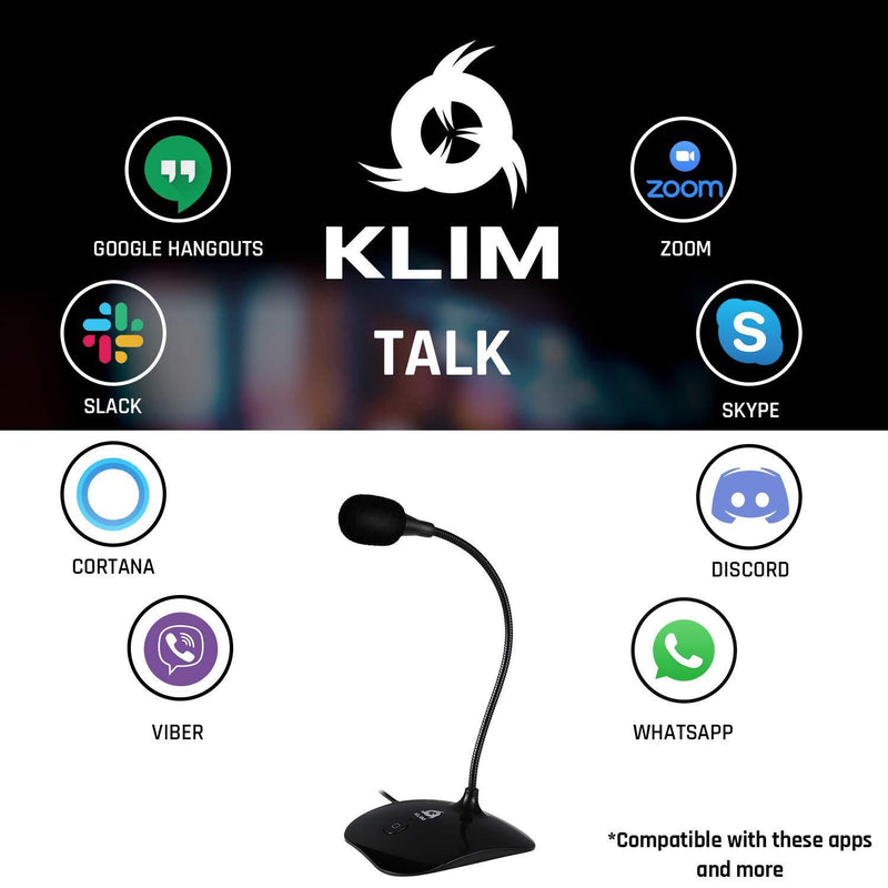 KLIM Talk - USB Desk Microphone for Computer - Compatible with Any PC, Laptop, Mac, PS4 - Professional Desktop Mic with Stand - Recording, Gaming, Streaming, YouTube, Podcast Mics, Studio Microfono Black