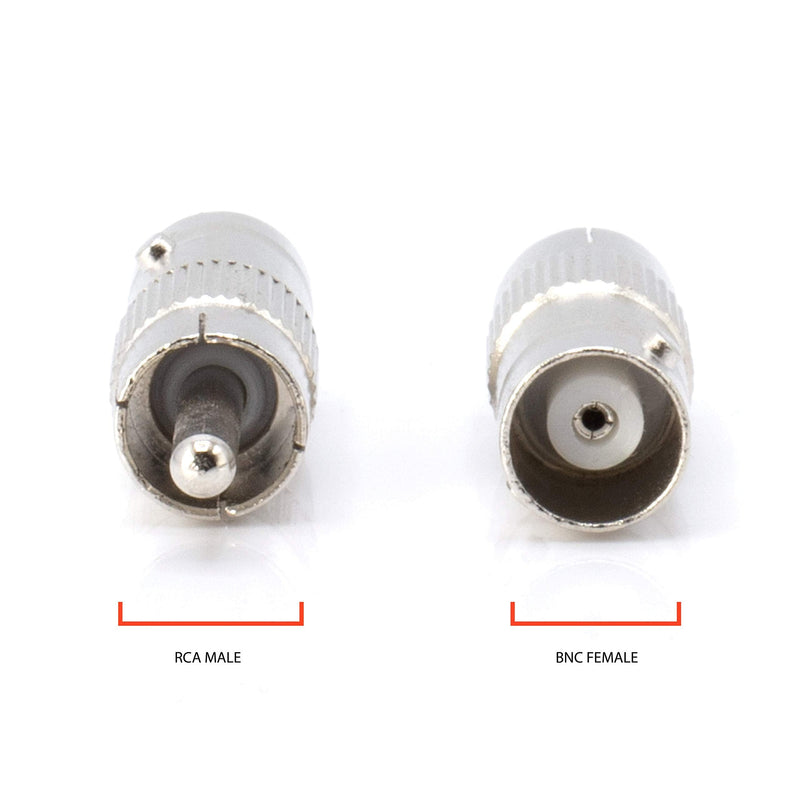 RCA and BNC Coaxial Adapter - BNC Female to RCA Male Connector, Adapter, Coupler, and Converter - for RG11, RG6, RG59, RG58, SDI, HD SDI, CCTV - 4 Pack Silver RCA Male