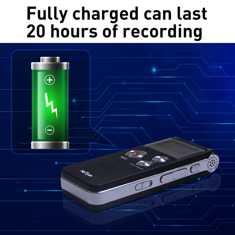 Voice Recorder 16GB Capacity Voice Activated Recording Device Digital Voice Recorder for Lectures, Meetings, Interviews Mini Audio Recorder with USB Rechargeable WAV/MP3 Tape Recorder (16GB)