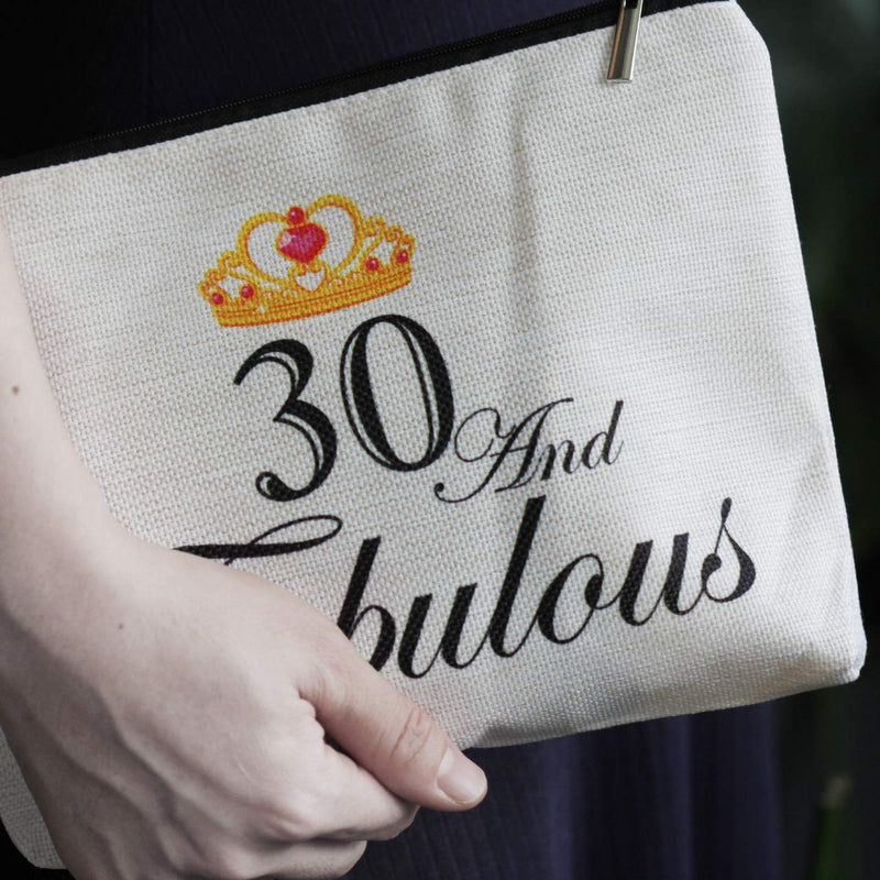 Fun 30th Birthday Gifts for Women-30 and Fabulous-Makeup Travel Case, Makeup Bag Gifts