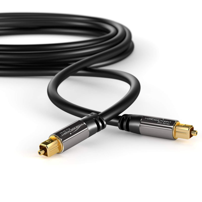 KabelDirekt – 10 feet – Optical Digital Audio Cable (TOSLINK Cord, Fiber Optic, Male to Male, Home Theater, Gold Plated, S/PDIF, for PlayStation 4/PS4 & Xbox One, black)