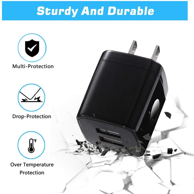X-EDITION USB Wall Charger, 4-Pack 2.1A Dual Port USB Cube Power Adapter Wall Charger Plug Charging Block Compatible with Phone Xs Max/Xs/XR/X/8/7/6S/6 Plus, Pad, Samsung, Android Phone (Black) Black