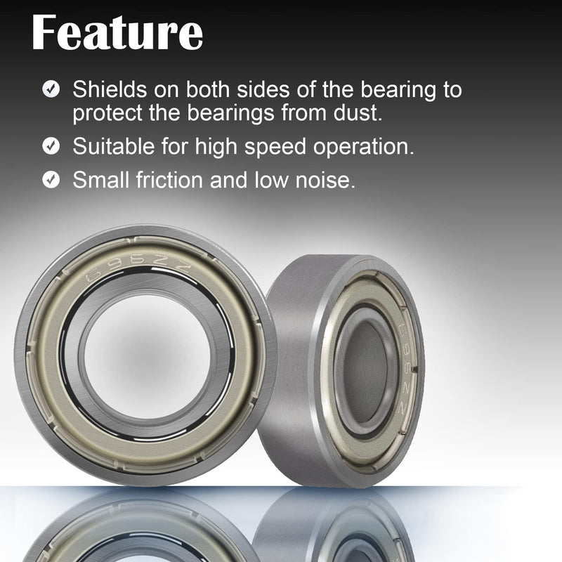 696ZZ 6mm x 15mm x 5mm High Speed Double Shield Deep Groove Miniature Ball Bearing (20pcs)