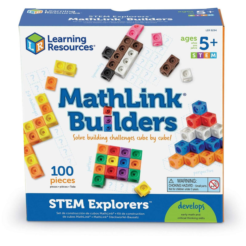 Learning Resources STEM Explorers, Math Cubes, Develops Critical Thinking Skills, Early Math Skills, Mathlink Builders, 100 Pieces, Ages 5+ Mathlink Cubes