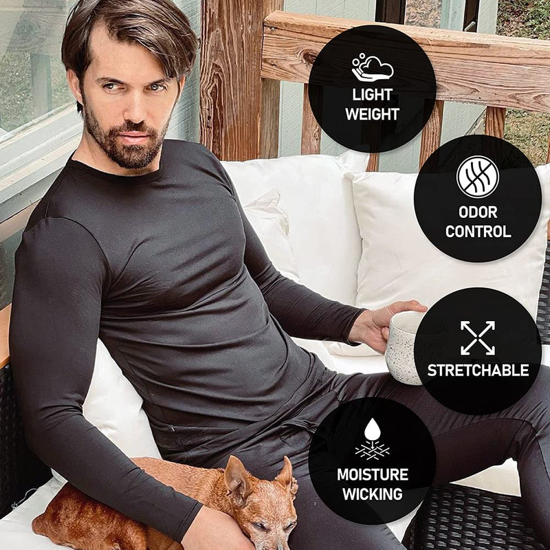Thermajohn Men's Ultra Soft Thermal Underwear Long Johns Set with Fleece Lined X-Small Navy