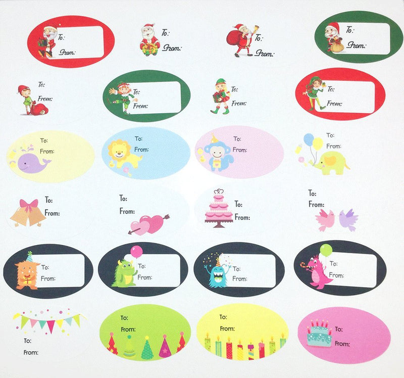 Santa Claus Presents Gifts Tags Christmas Holiday to from Labels 1 1/2 x 2 1/2 Inch 100 Total Stickers