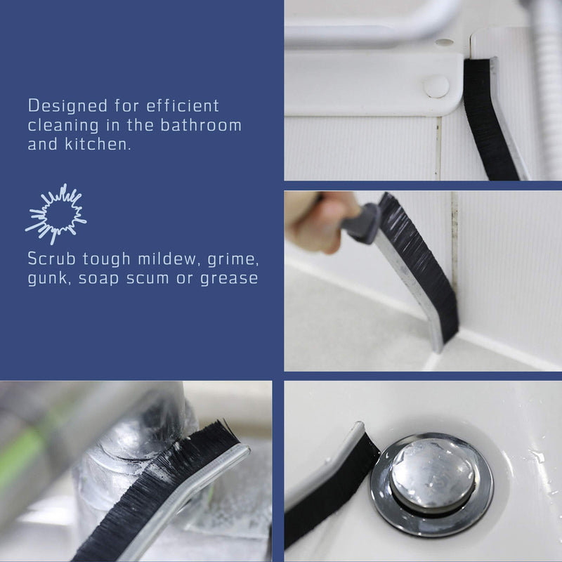 FAYINA Grout Brush Cleaner Deep Tile Joints Scrubber - Stiff Angled Bristles for Showers, Bathtubs, Kitchens - Multi-Surface All-Around Household Cleaning Tool