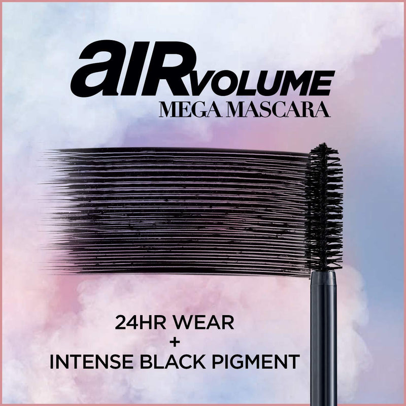 L'Oreal Paris Lightweight Mega Volume Washable Mascara Black, Washable Black, 0.3 Fl Oz