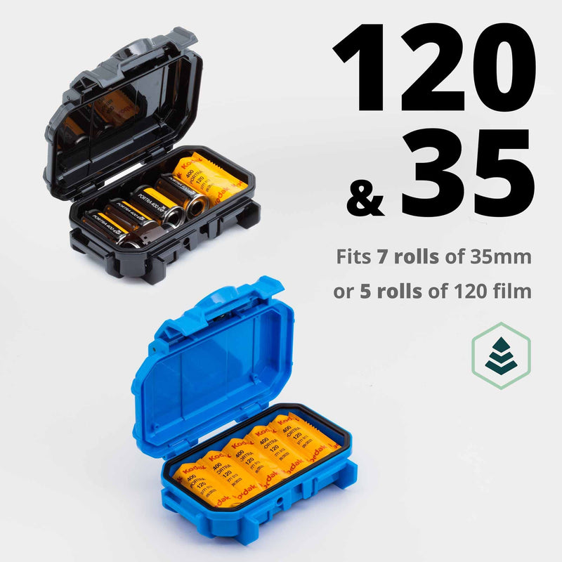 Professional Waterproof Film Carrying and Storing Case | 35mm(7 Rolls) & 120mm(5 Rolls) Photo Film | Light Sealed, Waterproof, Crushproof (Black) Black