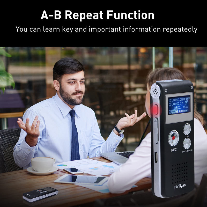 Voice Recorder 16GB Capacity Voice Activated Recording Device Digital Voice Recorder for Lectures, Meetings, Interviews Mini Audio Recorder with USB Rechargeable WAV/MP3 Tape Recorder (16GB)
