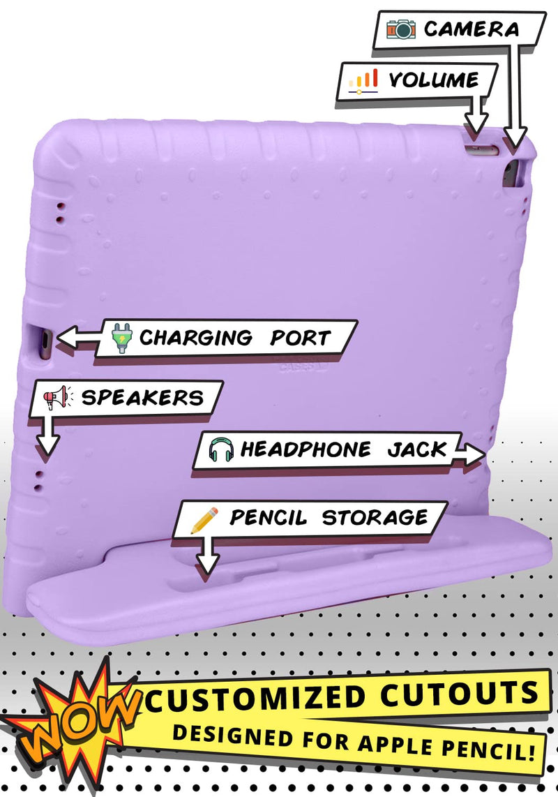 Official Cooper Dynamo Kids iPad Pro 12.9 Case for 1st/2nd Generation (2015/2017) | Unbreakable Protection, Magic Handle, Stand & Pencil Holder (NOT for 2018-2022 3rd-6th Gen) (Lollipop Violet) iPad Pro 12.9 (1st gen 2015, 2nd gen 2017) Lollipop Violet