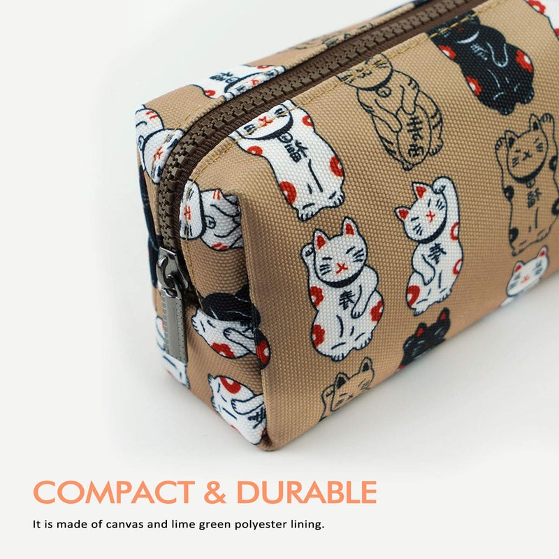 Lucky Japanese Cat Pencil Case Cute Maneki Neko Cat Pencil Bag Pouch Case Makeup Cosmetic Bag Kawaii Gadget Box Stationary gray