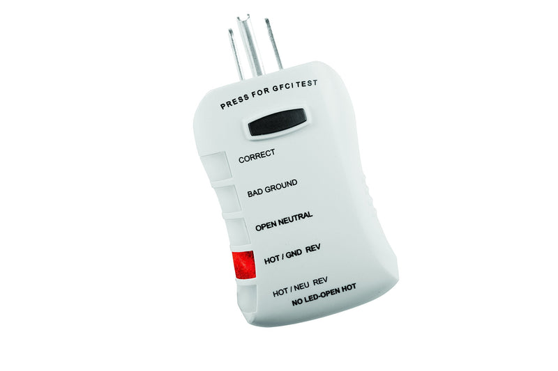 Sperry Instruments HGT6520, Stop Shock II-Single, DIY Testing-120V AC, 3 Color LED Indicator, Comfort Grip, Patented GFCI Outlet Tester, Yellow