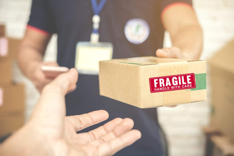 1” X 3” Fragile Handle with Care Warning Stickers, Fragile Tape for Packing and Shipping, Permanent Adhesive Labels 1000 Per Roll (1 Pack)