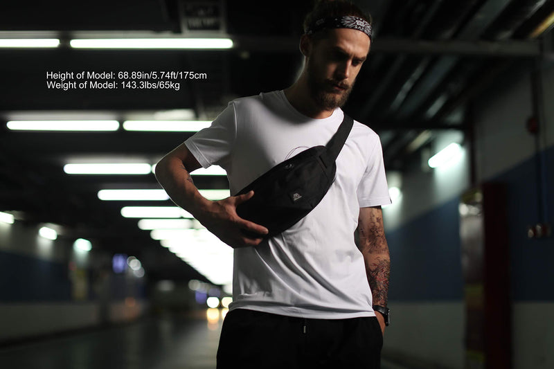 Fanny Packs for Women & Men Unisex Waist Bag Pack with Headphone Jack and Zipper Adjustable Strap Black Fanny Pack for Outdoors & Gym (fanny pack)